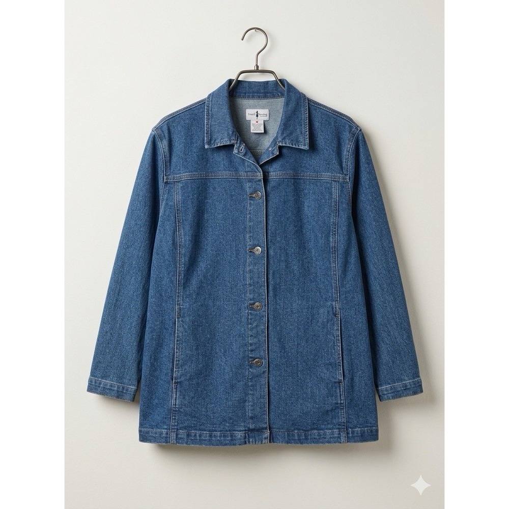 Vintage FDJ French Dressing Denim Jacket Womens 8 Stretch Jean Chore Coat Blue